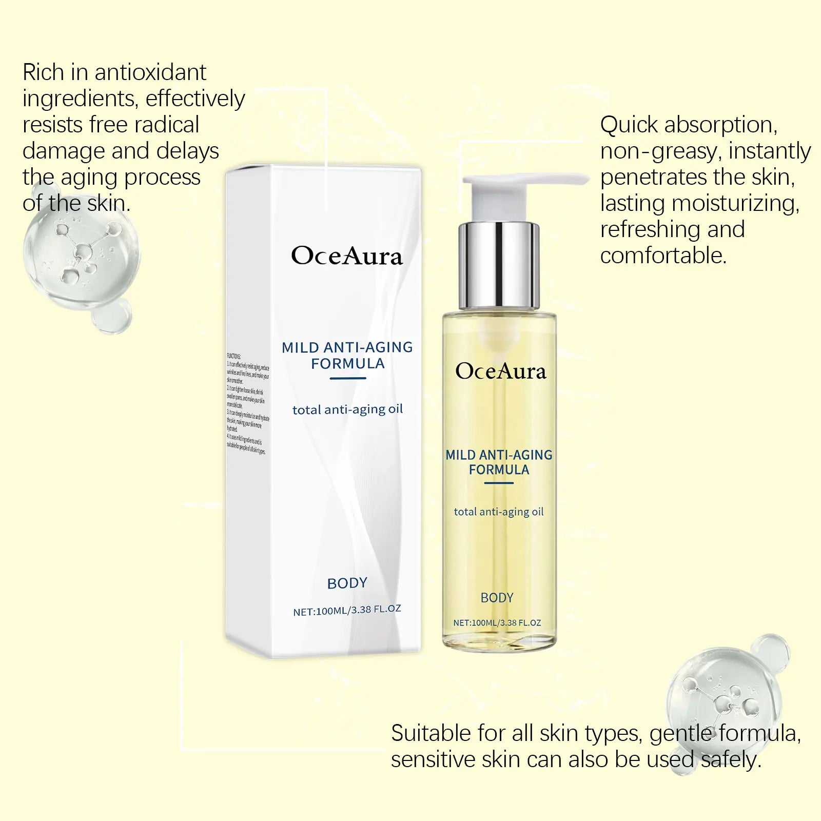 Body Skin Care Oil Mild Nourishing Prevent Aging Remove Wrinkles Improve Smoothness Pore Shrink Hydrating Body Oil