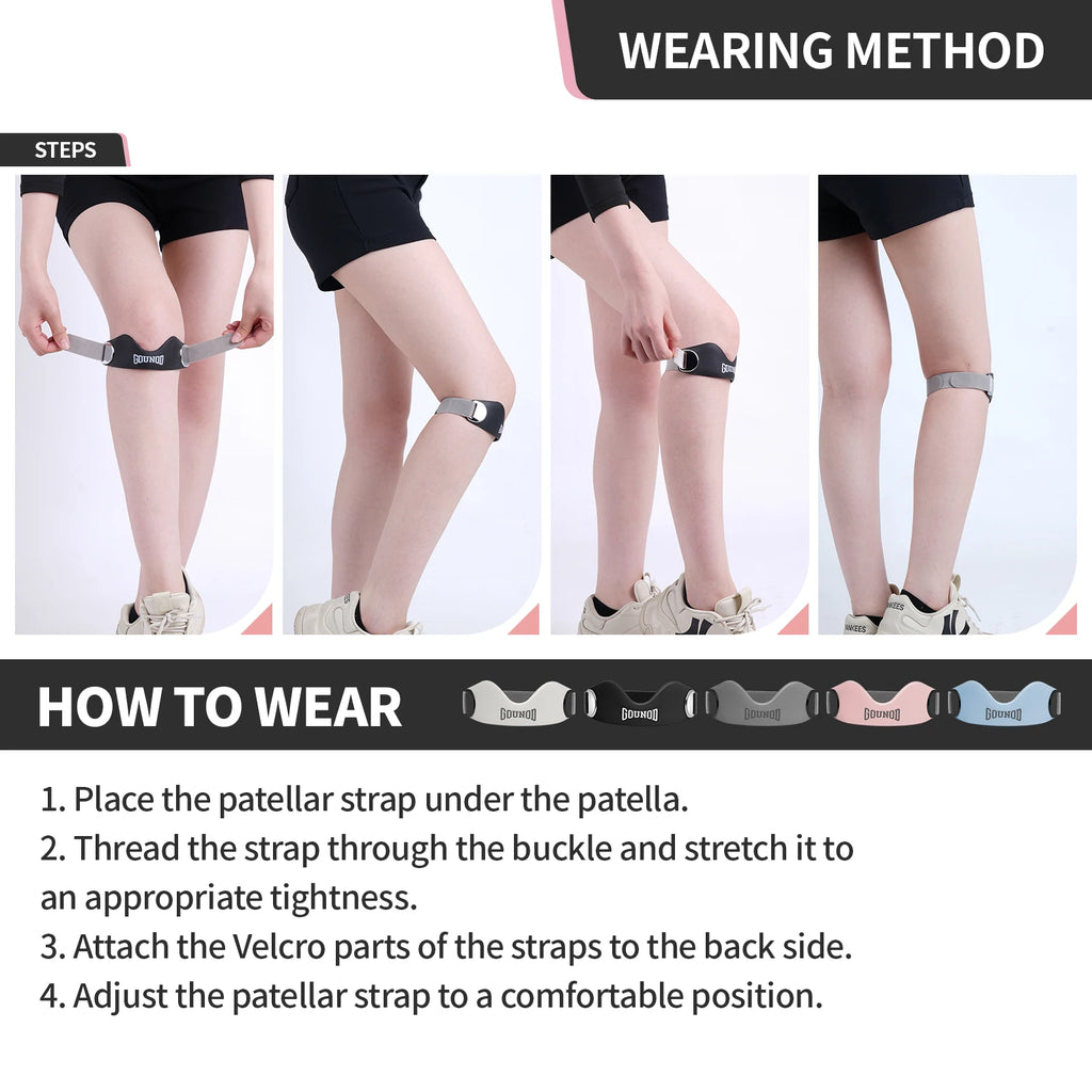 Silicone Patellar Tendon Support Strap for Knee Pain Relief Non-slip Adjustable Knee Straps Running Hiking Patella Band