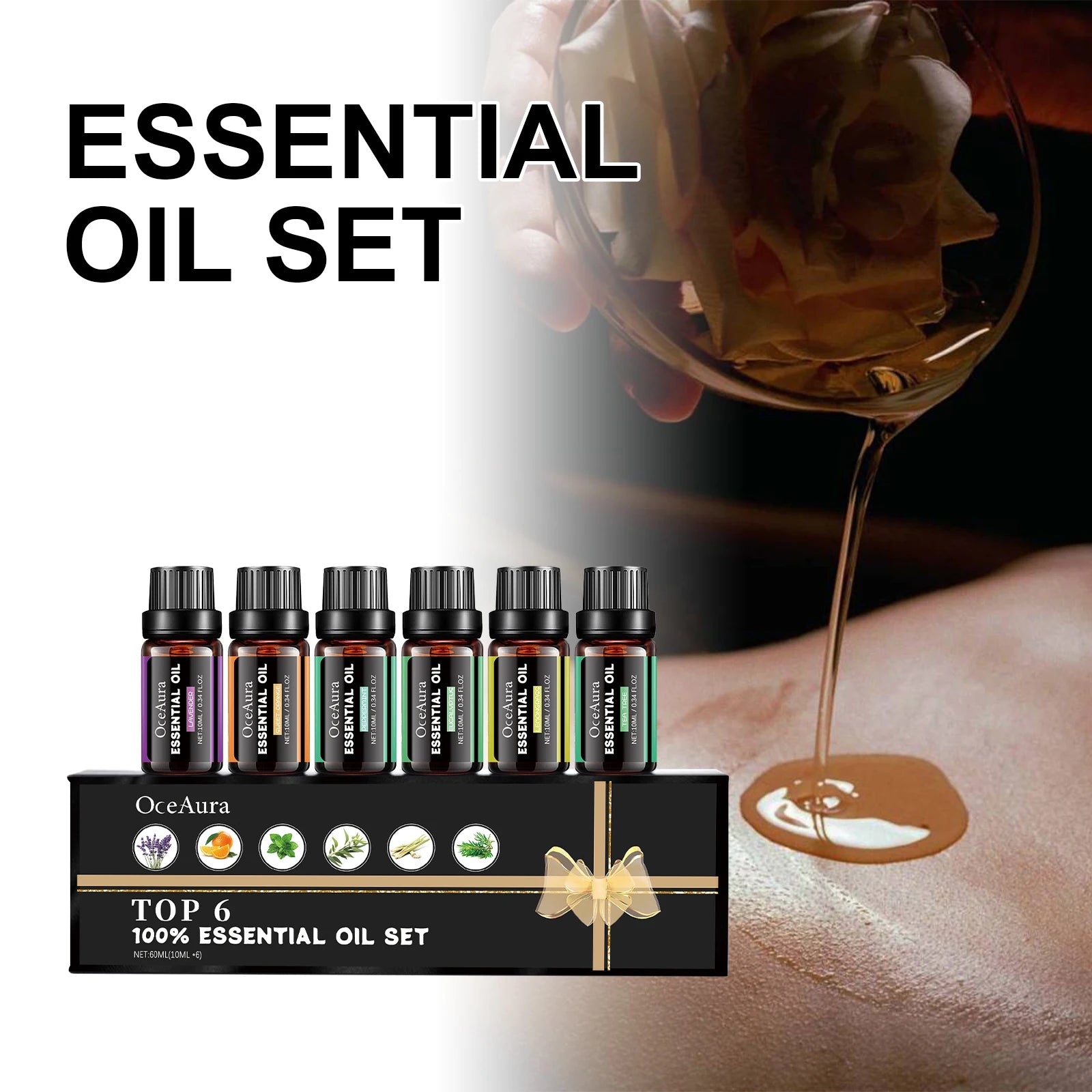 1set Aromatherapy Plant Essential Oil Set Massage Body Smooth Skin Relaxing Mood Relieve Fatigue Moisturizing Body Oil