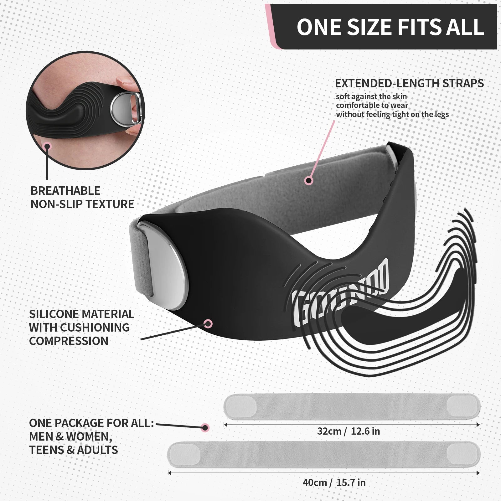 Silicone Patellar Tendon Support Strap for Knee Pain Relief Non-slip Adjustable Knee Straps Running Hiking Patella Band