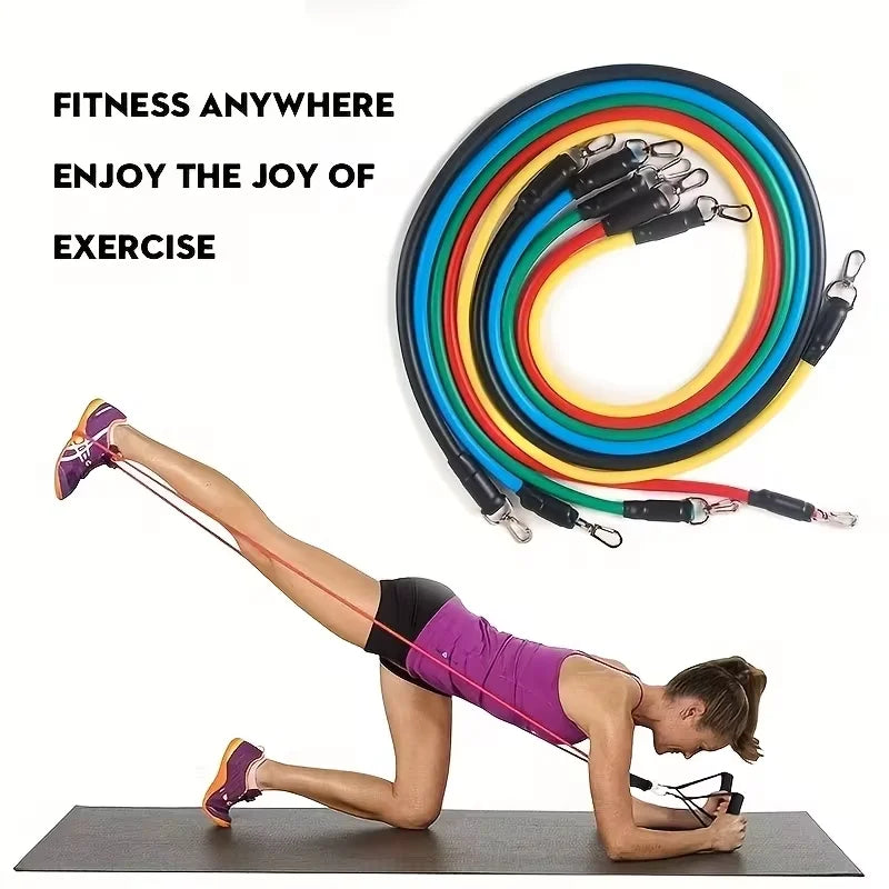 11pcs Resistance Bands Set With Door Anchor, Handles, Carry Bag, Legs Ankle Straps, and Exercise Bands