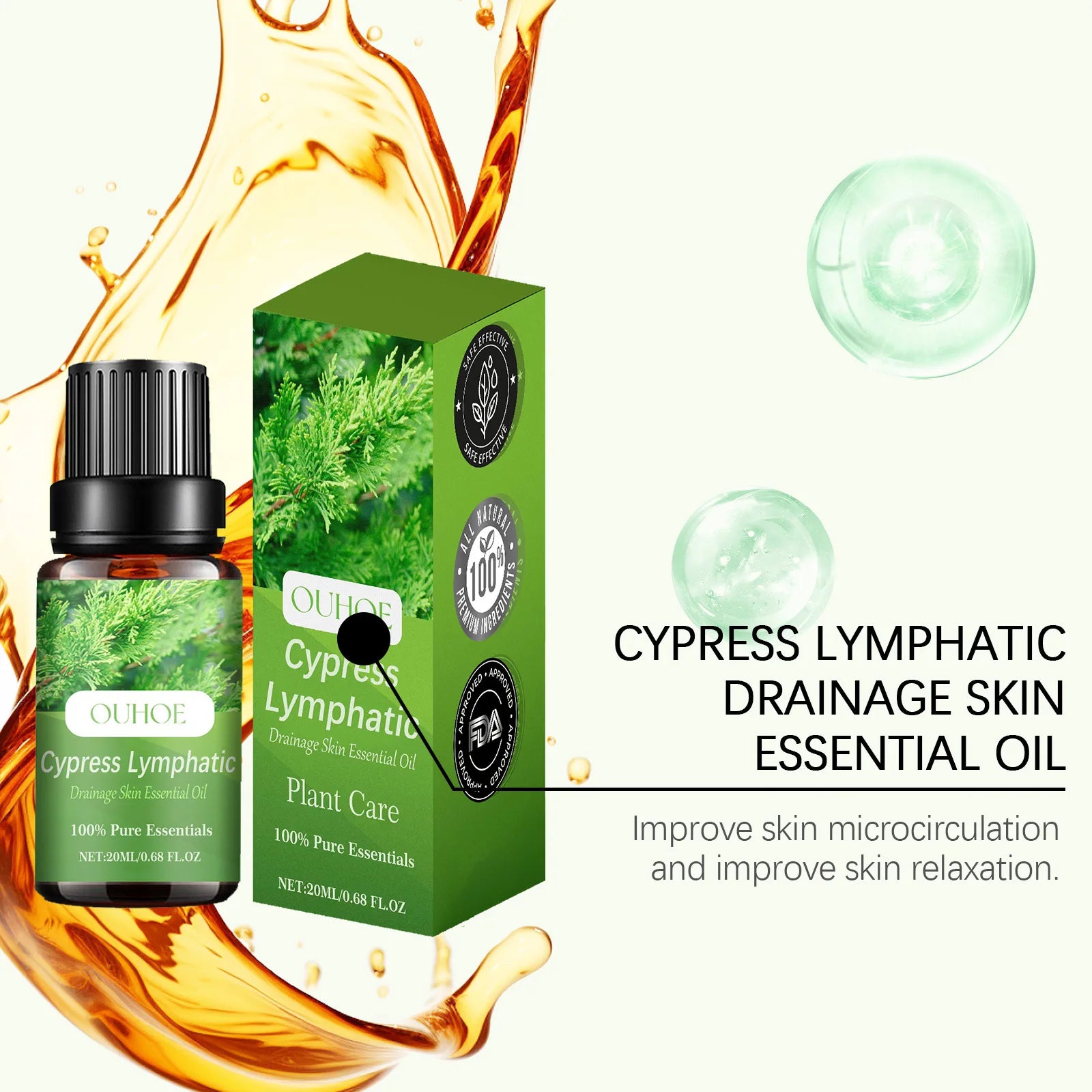 20ml Lymphatic Drainage Oil Firming Skin Weight Loss Shaping Body Curve Detox Relieve Muscle Tension Slimming Body Oil