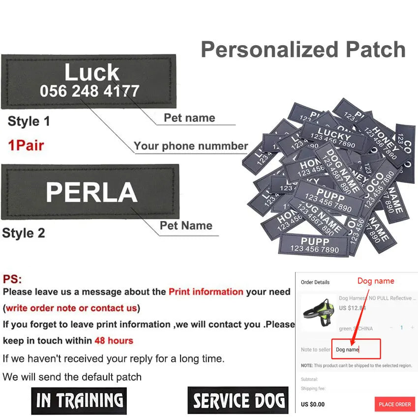 Customized Dog Harness ID Patch Reflective Breathable Adjustable Pet Harness For Dog NO PULL Pet Outdoor Harness Pet Supplies