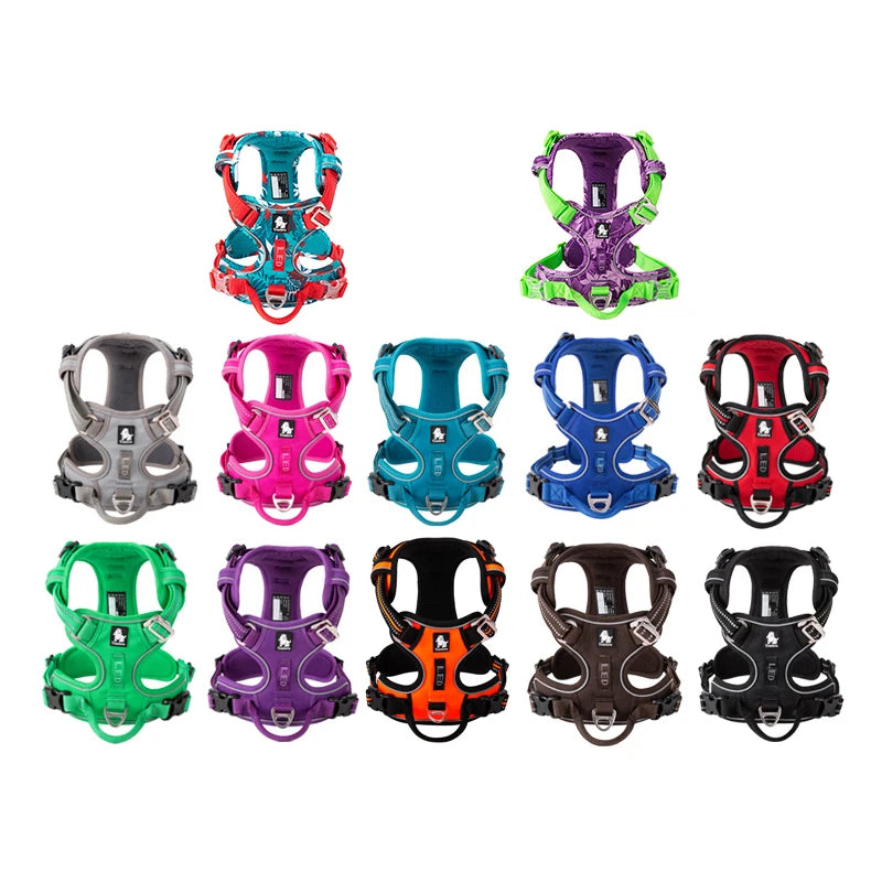 Pet Reflective Nylon Dog Harness No Pull Adjustable Medium Large Naughty Dog Vest Safety Vehicular Lead Walking Running
