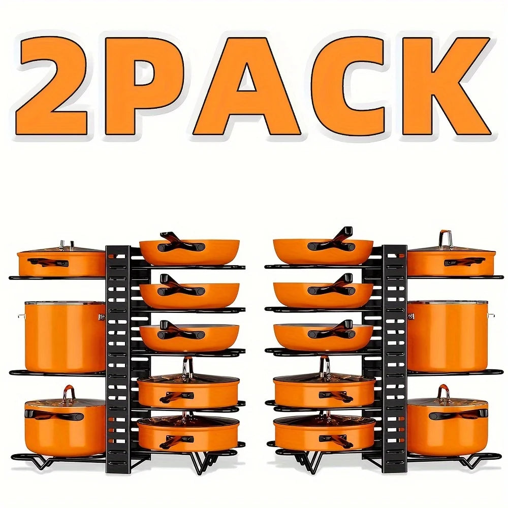 2 Pack Pot Rack, Pot Rack Organizers, Kitchen Organization & Storage Rack, Adjustable Pot Lid Holders & Pan Rack
