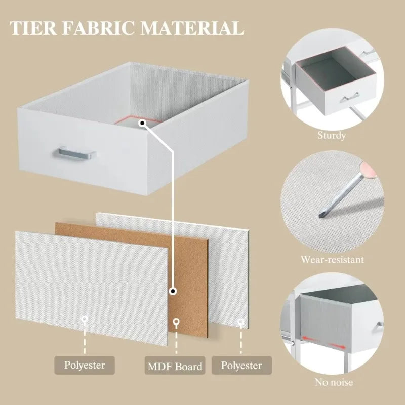 Makeup vanity with foldable panel and power outlet, equipped with mirror and light, fabric storage drawer, chair and shelf
