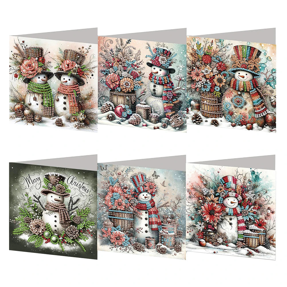 6PCS DIY Rhinestone Diamond Art Mosaic Postcards Diamond Art Handmade Cards for Xmas Birthdays Thanksgiving & Special Occasion