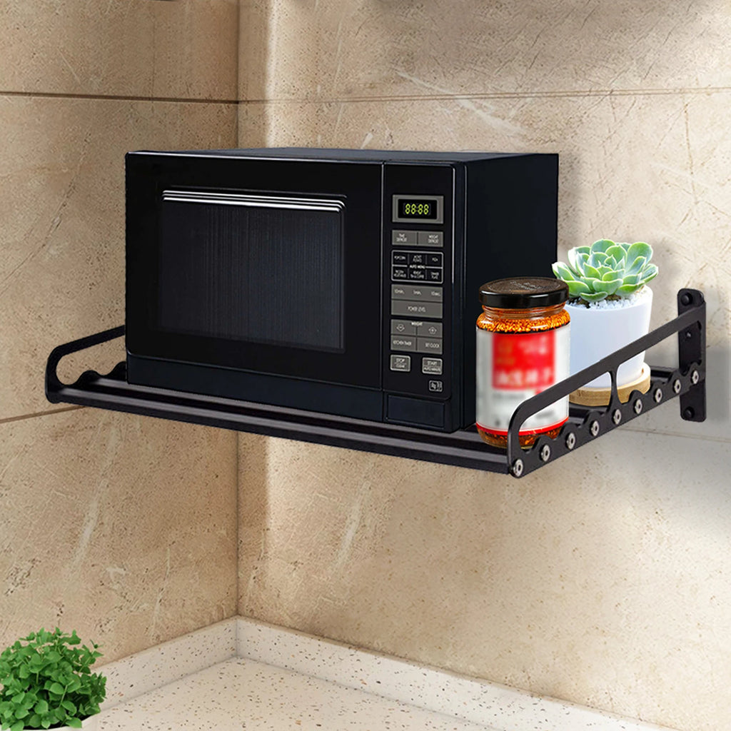 Wall-Mounted Microwave Oven Rack 50kg Capacity Microwave Holder Shelf Space-Saving & Durable for Organized Kitchen Storage