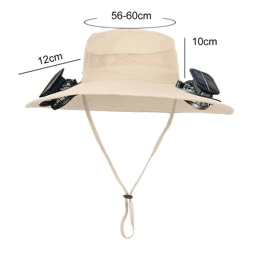 Outdoor Solar Fan Hat UV Protection Sun Hat with 1/2 Solar Powered Fans Cap Breathable Wide Brim Fishing Hat for Camping Hiking