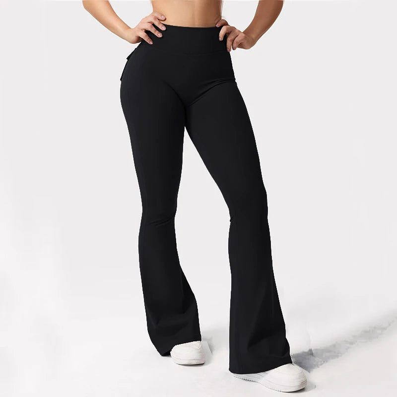 Summer Women's Cargo Pocket Fitness Tights - High-Waisted Stretch Butt Lift Yoga Running Pants
