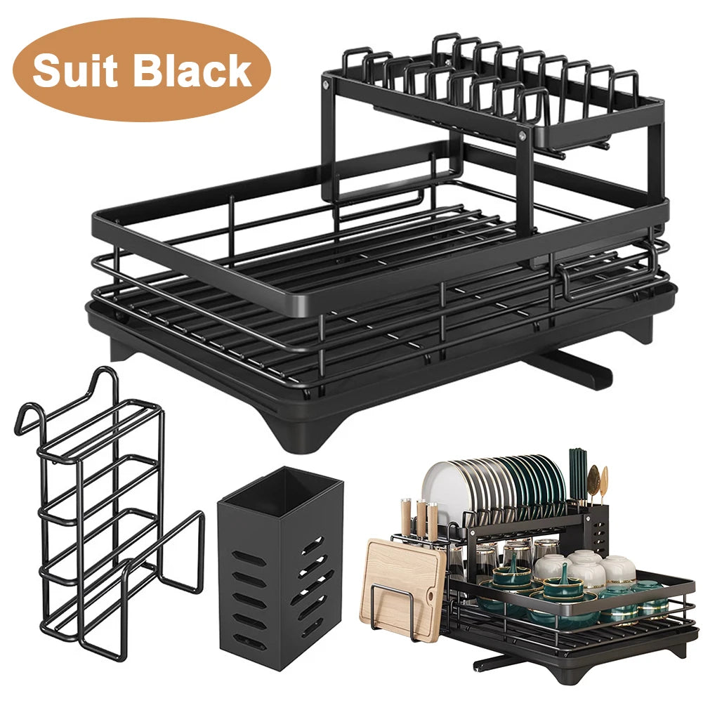 Dish Drying Rack for Kitchen Counter with Drainboard Dish Sink Organization and Storage Essentials Cutlery Holder Home Decor