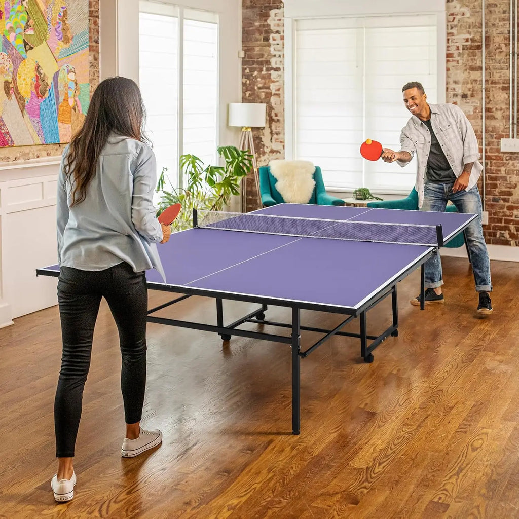 Professional Outdoor Table Tennis Tables 9 ft portable Ping Pong Table Game with Net 2 Table Tennis Paddles and 3 Balls