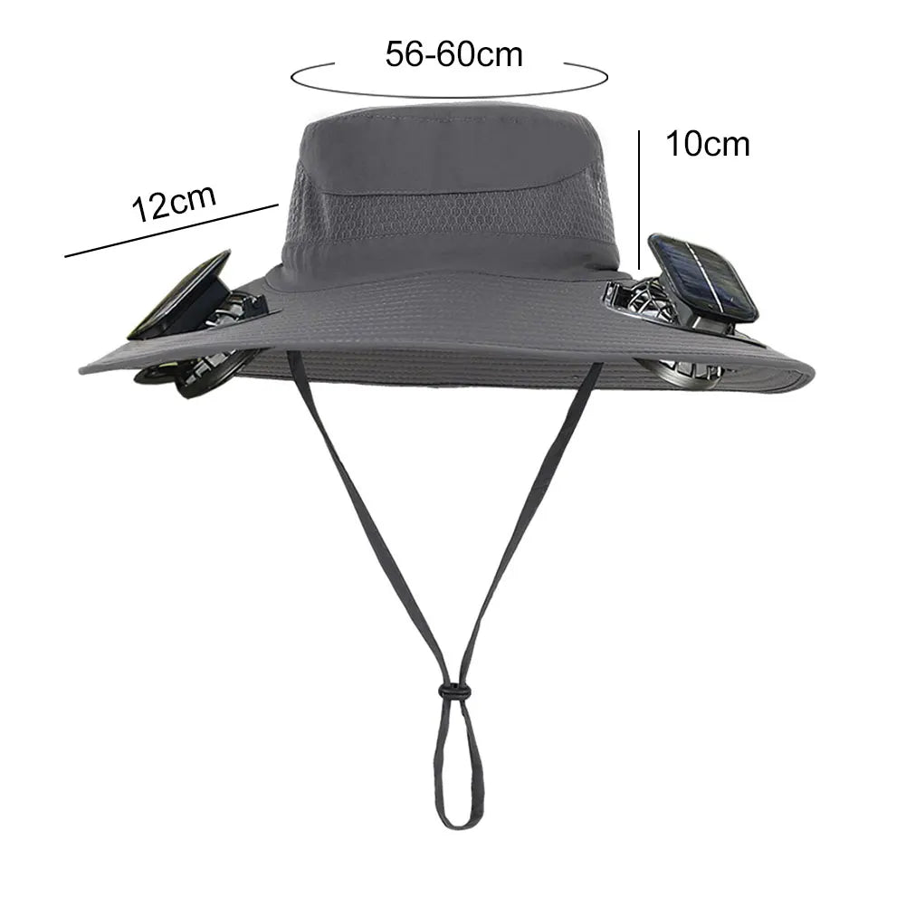 Outdoor Solar Fan Hat UV Protection Sun Hat with 1/2 Solar Powered Fans Cap Breathable Wide Brim Fishing Hat for Camping Hiking
