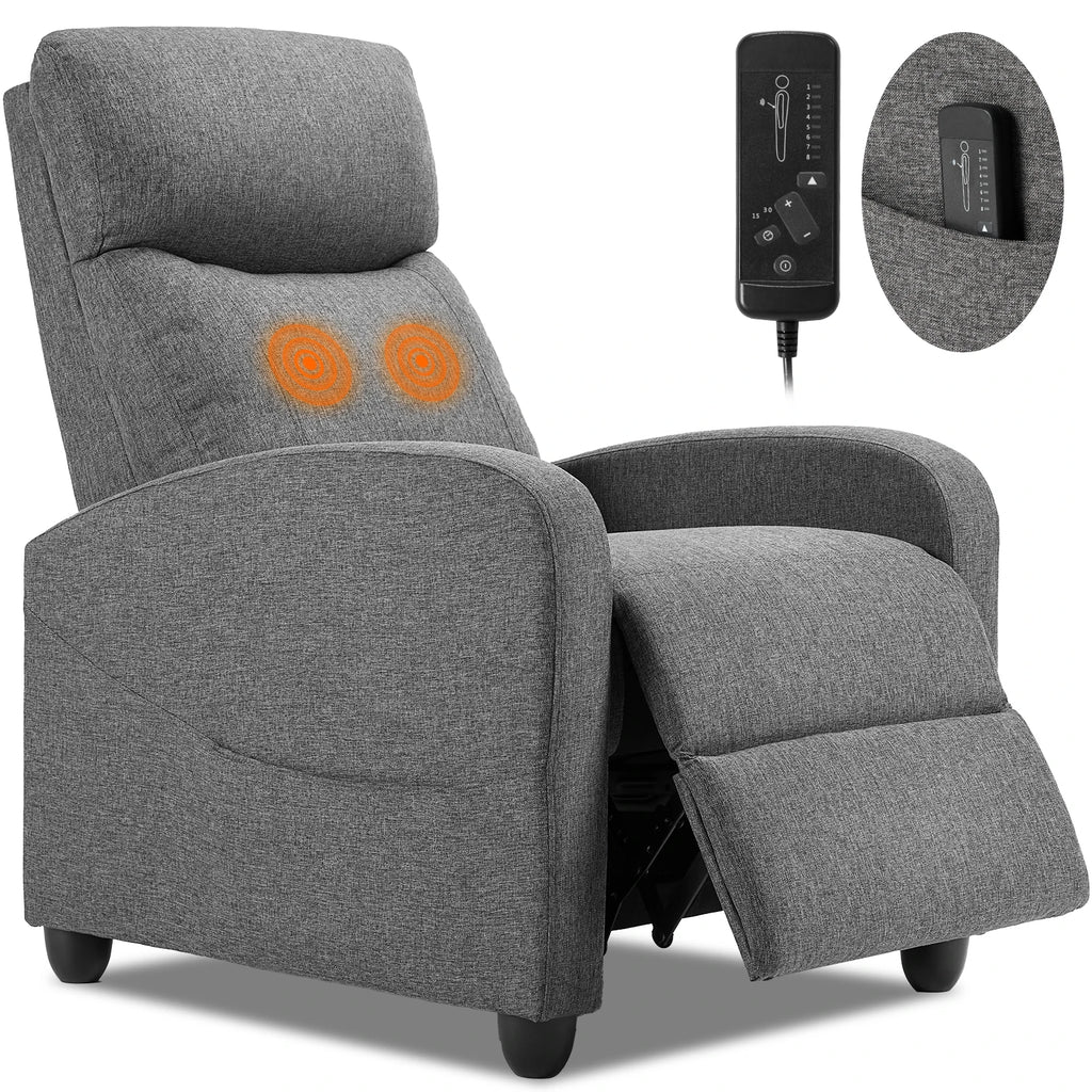 Recliner Chair Massage Sofa Fabric Theater Lumbar Support Adjustable Modern Padded Seat Backrest Living Room