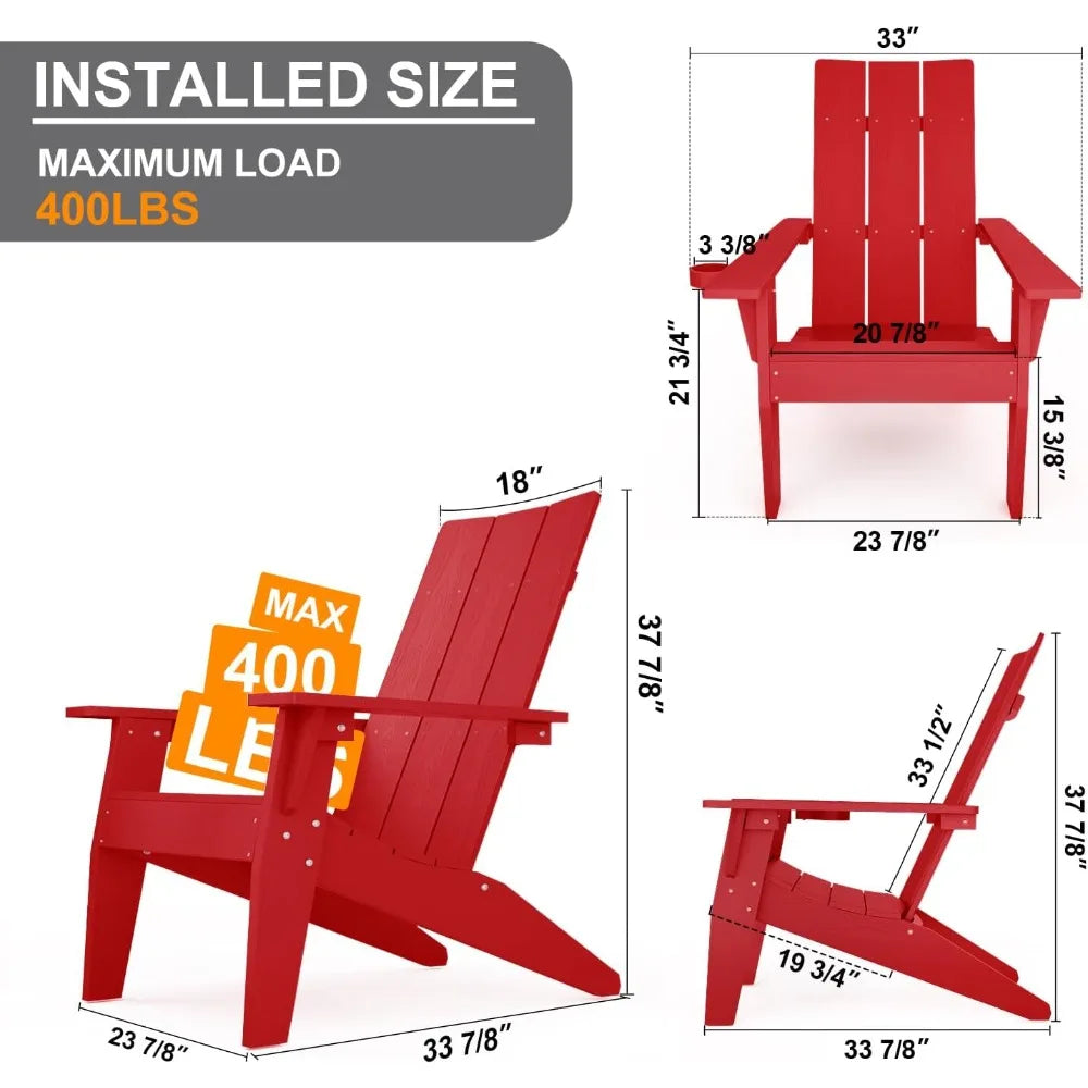 Adirondack Chair Set of 2: Modern Adirondack Chairs Fire Pit Chairs Plastic Outdoor Chairs for Lawn Backyard Deck Garden Camping