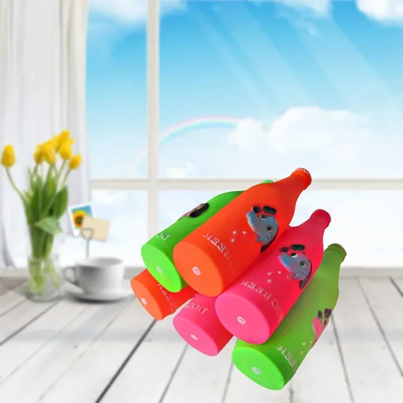 New Dog Toys Silicone Beer Bottle Brother Dog Pattern Puppy Pet Play Chew Squeaky Toys for Dogs Cats Pets Supplies