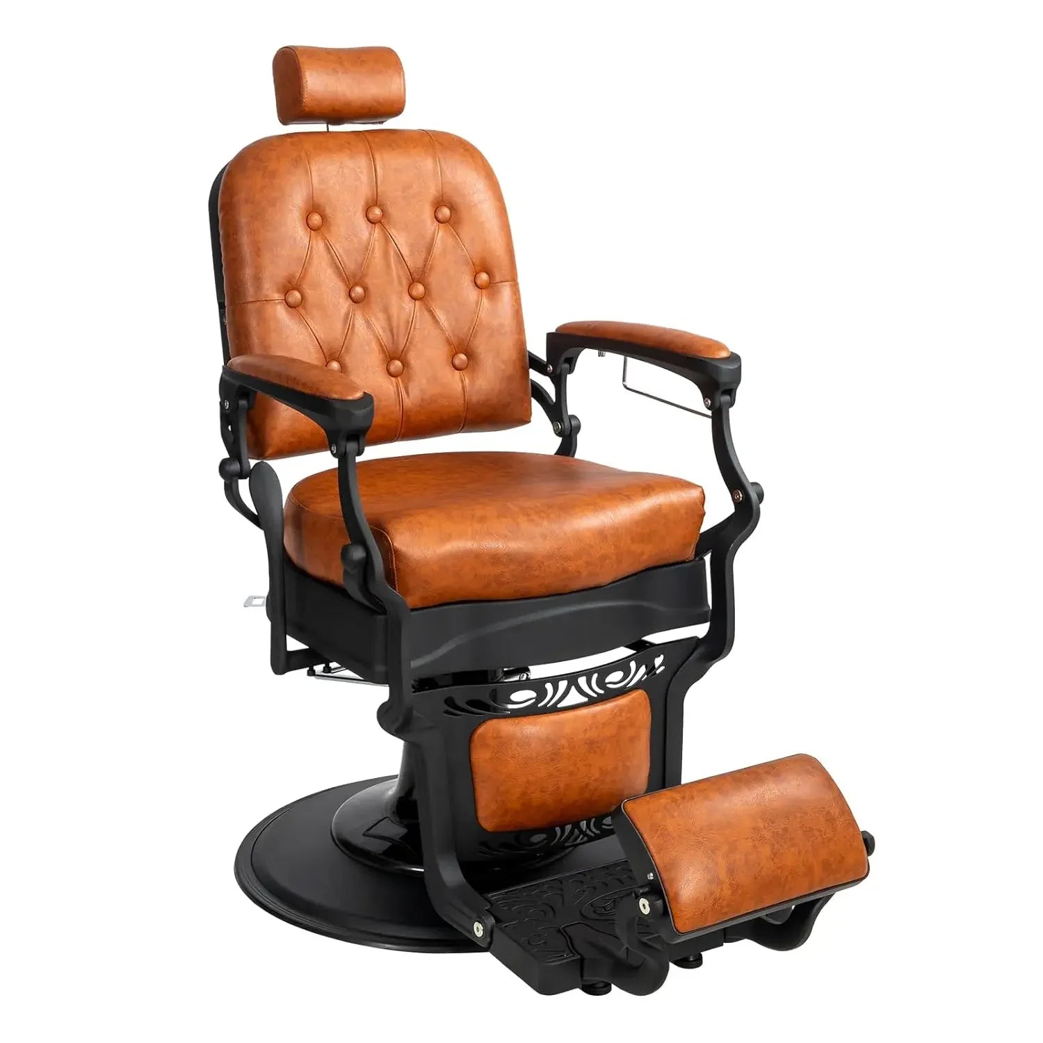 700lbs Heavy Duty Vintage Recline Barber Chair – Hydraulic, 360° Rotatable with Headrest for Professional Salons