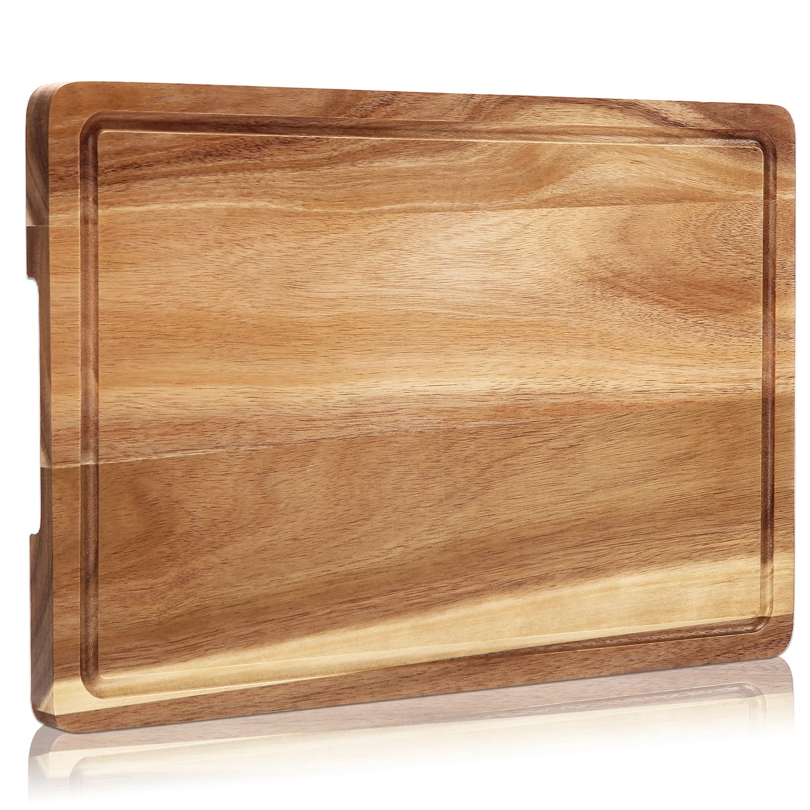 18" x 12" Large Acacia Cutting Boards for Kitchen, Wood XL Cutting Board with Juice Groove, Butcher Block Wooden Chopping Board