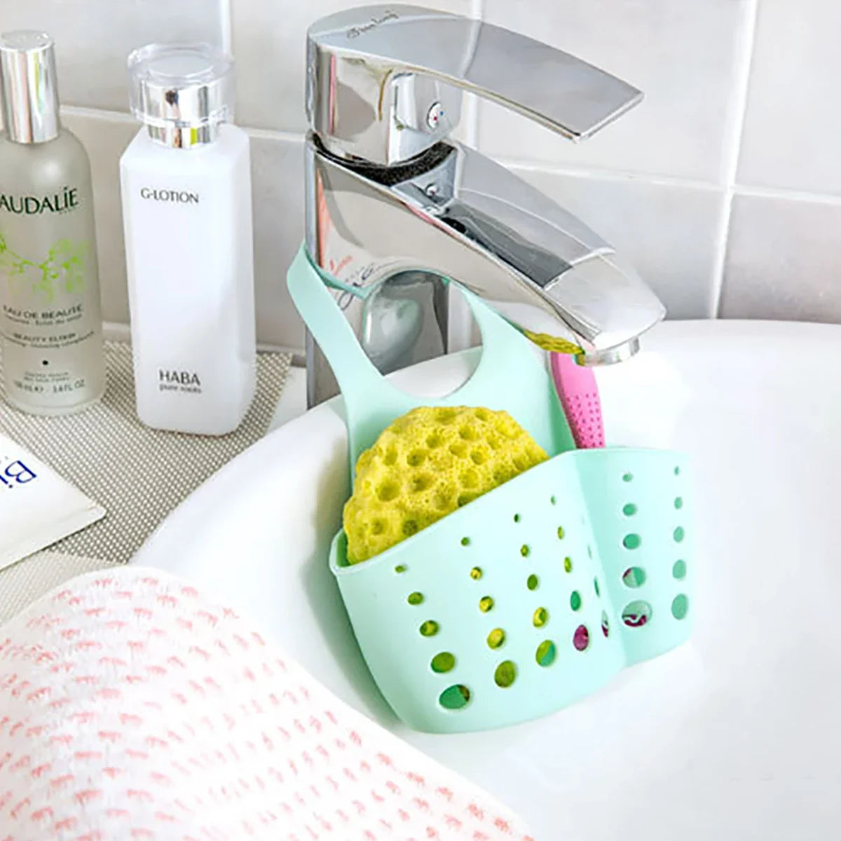 Adjustable Sink  Drain Basket Plastic Bag Useful Things For Kitchen Accessories Soap Sponge Hanging Organizer Usefull things
