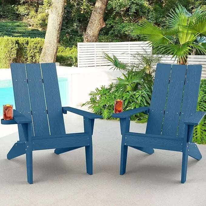 Adirondack Chair Set of 2: Modern Adirondack Chairs Fire Pit Chairs Plastic Outdoor Chairs for Lawn Backyard Deck Garden Camping