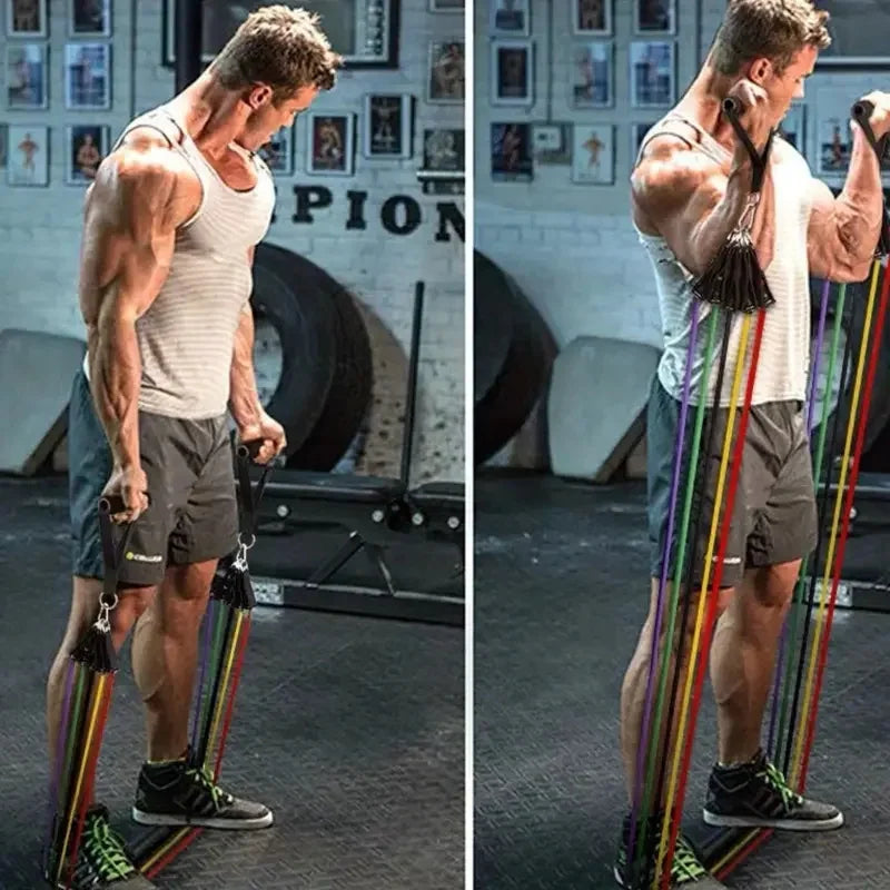 11pcs TPE Resistance Bands Set, Resistance Bands With Door Anchor Legs Ankle Straps, Exercise Bands