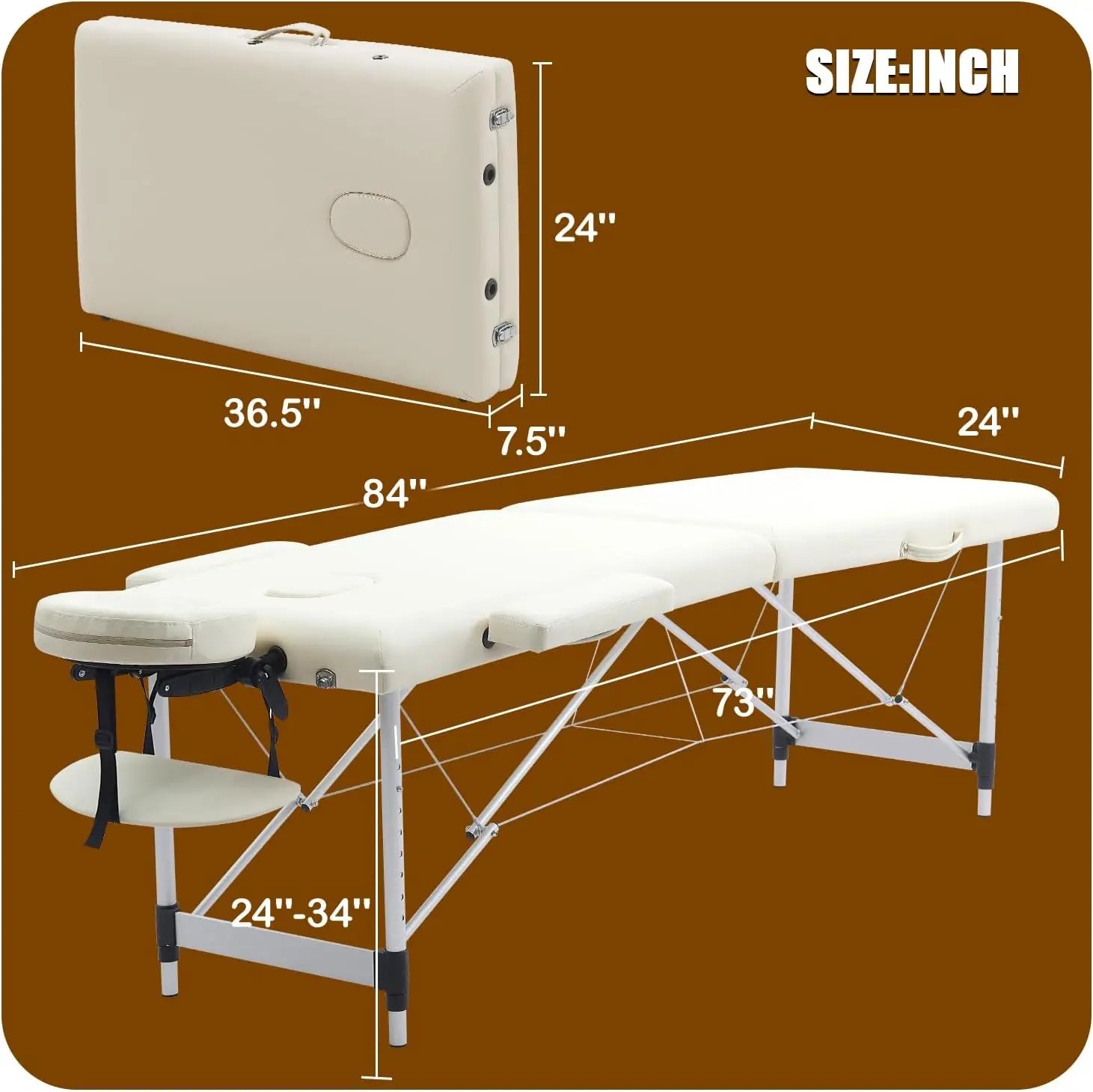 Massage Table, 84 Inch Massage Bed with Neck Stretcher Adjustable Lash Bed Massage Bed Tattoo Table for Eyelash Extensions