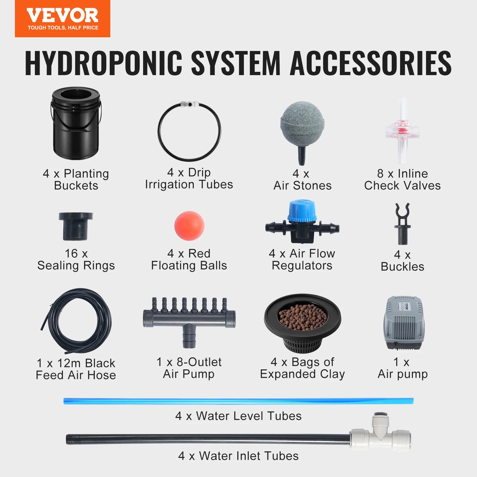 DWC Hydroponics Grow System Hydroponic Growing System w/ Top Drip Kit Deep Water Culture 5-Gallon Buckets with Air Pump