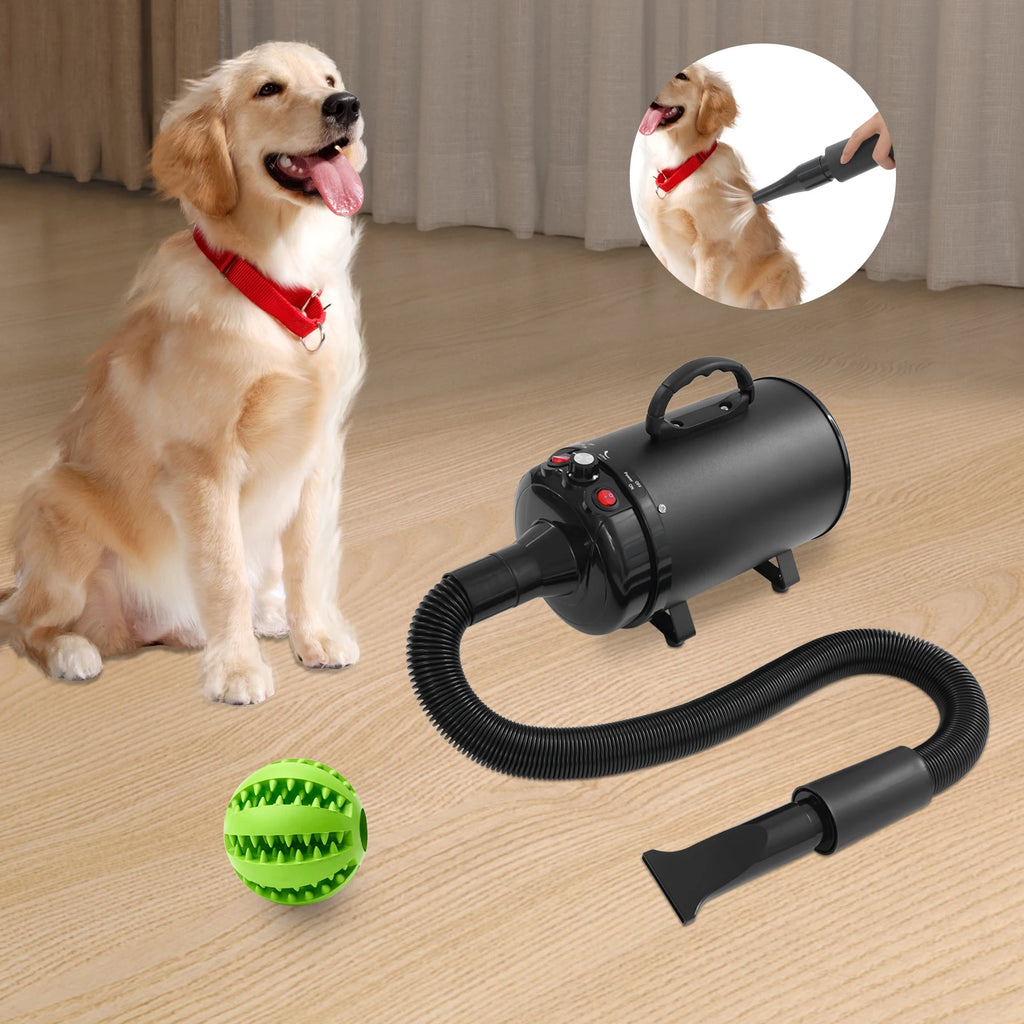 2200W Professional Pet Grooming Dryer, Adjustable Wind Speed, 4 Nozzles, Rust-resistant, Low Noise 55-70dB for Dogs/Cats