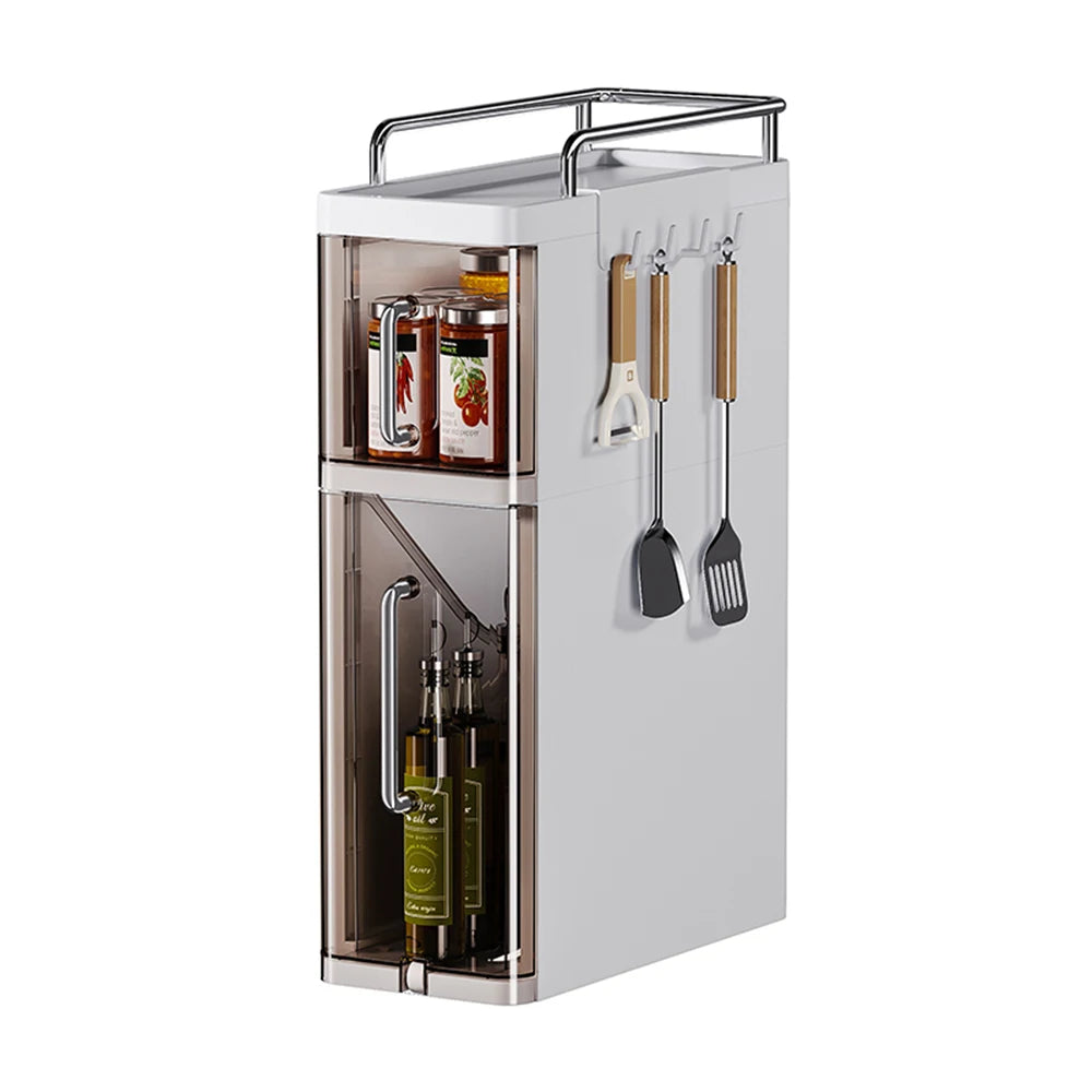 2/3 Layer Storage Shelf Kitchen Utensil Rack Pull-Out Kitchen Spice Rack Narrow Countertop Organizer Spice Sauce Storage Shelf