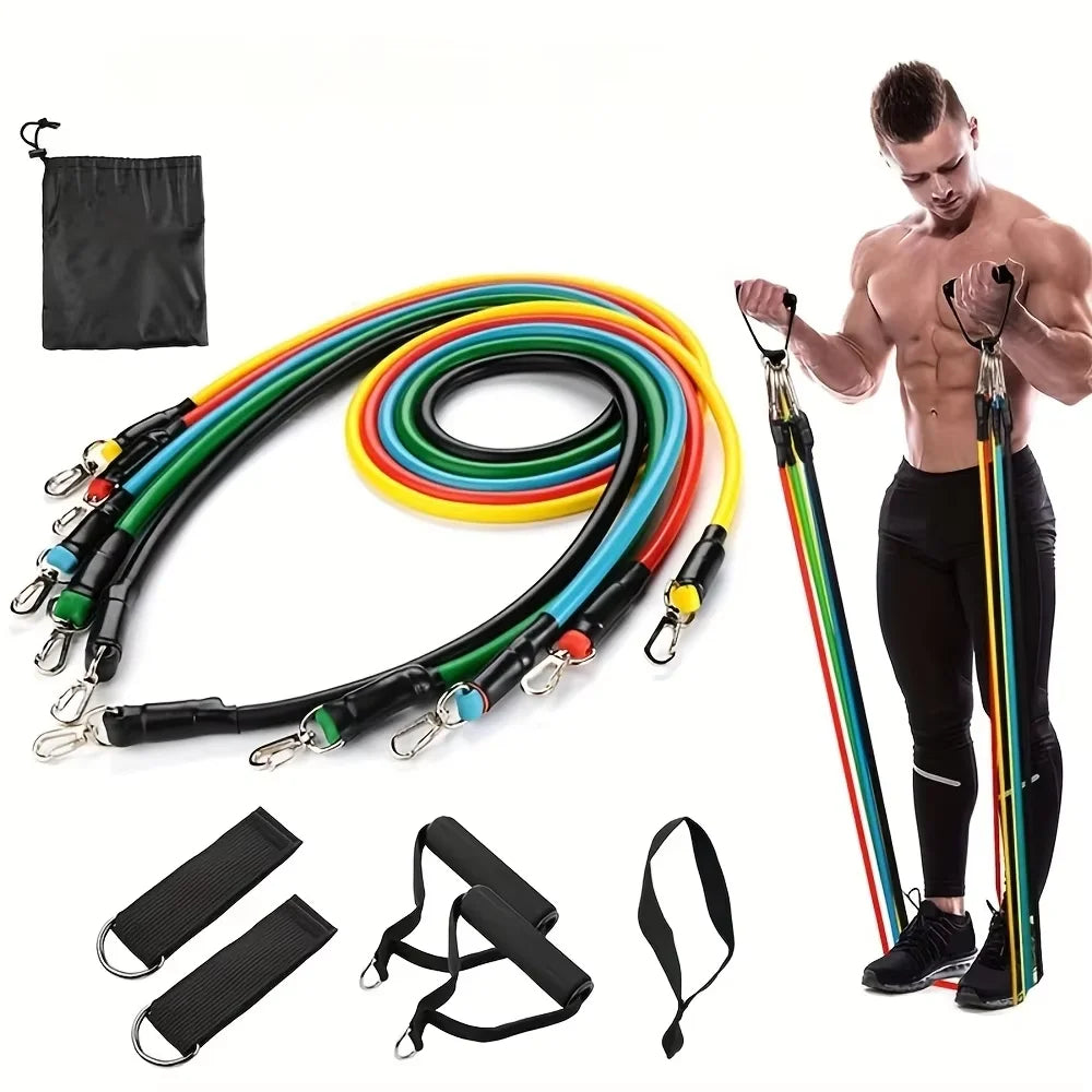 11pcs Resistance Bands Set With Door Anchor, Handles, Carry Bag, Legs Ankle Straps, and Exercise Bands