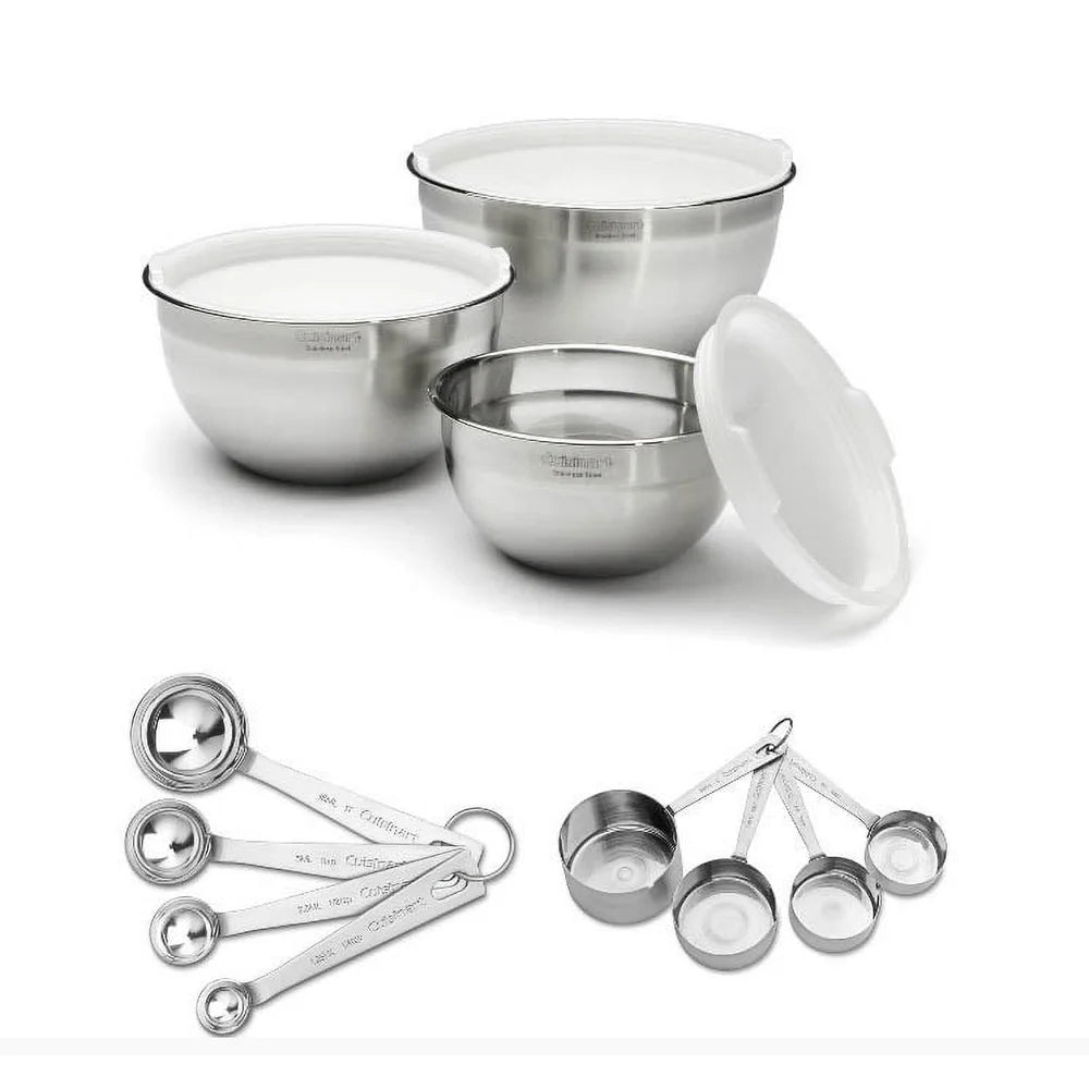 Stainless Steel Mixing Bowls Set with Lids Freezer Dishwasher Safe Easy Cleanup Kitchen Baking Cooking Prep