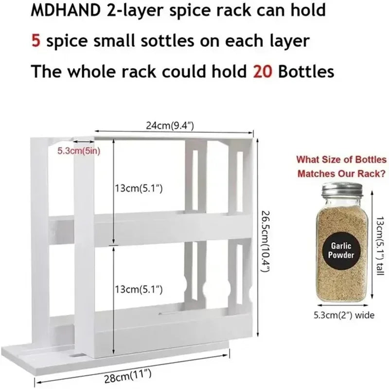 Multi-Function 2 Tier Rotate Spice Storage Rack Seasoning Swivel Storge Organizer Shelf kitchen bathroom creative household item