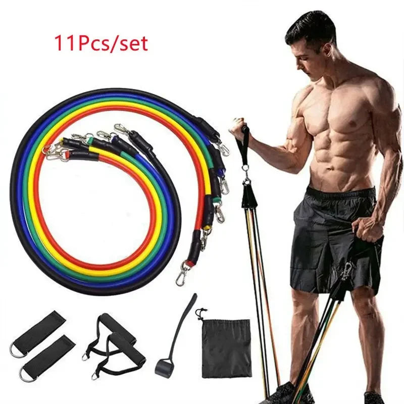 11pcs TPE Resistance Bands Set, Resistance Bands With Door Anchor Legs Ankle Straps, Exercise Bands