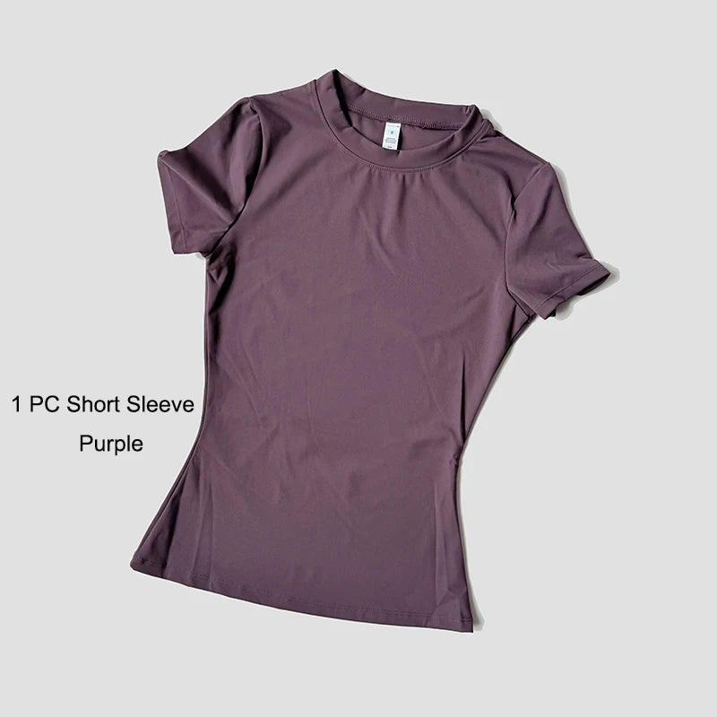 Women's Sports Yoga Set Seamless Knitted Fitness Gym Clothes Sportswear Short Sleeve Crop Top Tracksuits Gym Short Leggings