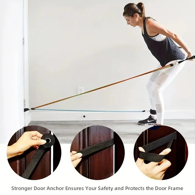 11pcs TPE Resistance Bands Set, Resistance Bands With Door Anchor Legs Ankle Straps, Exercise Bands