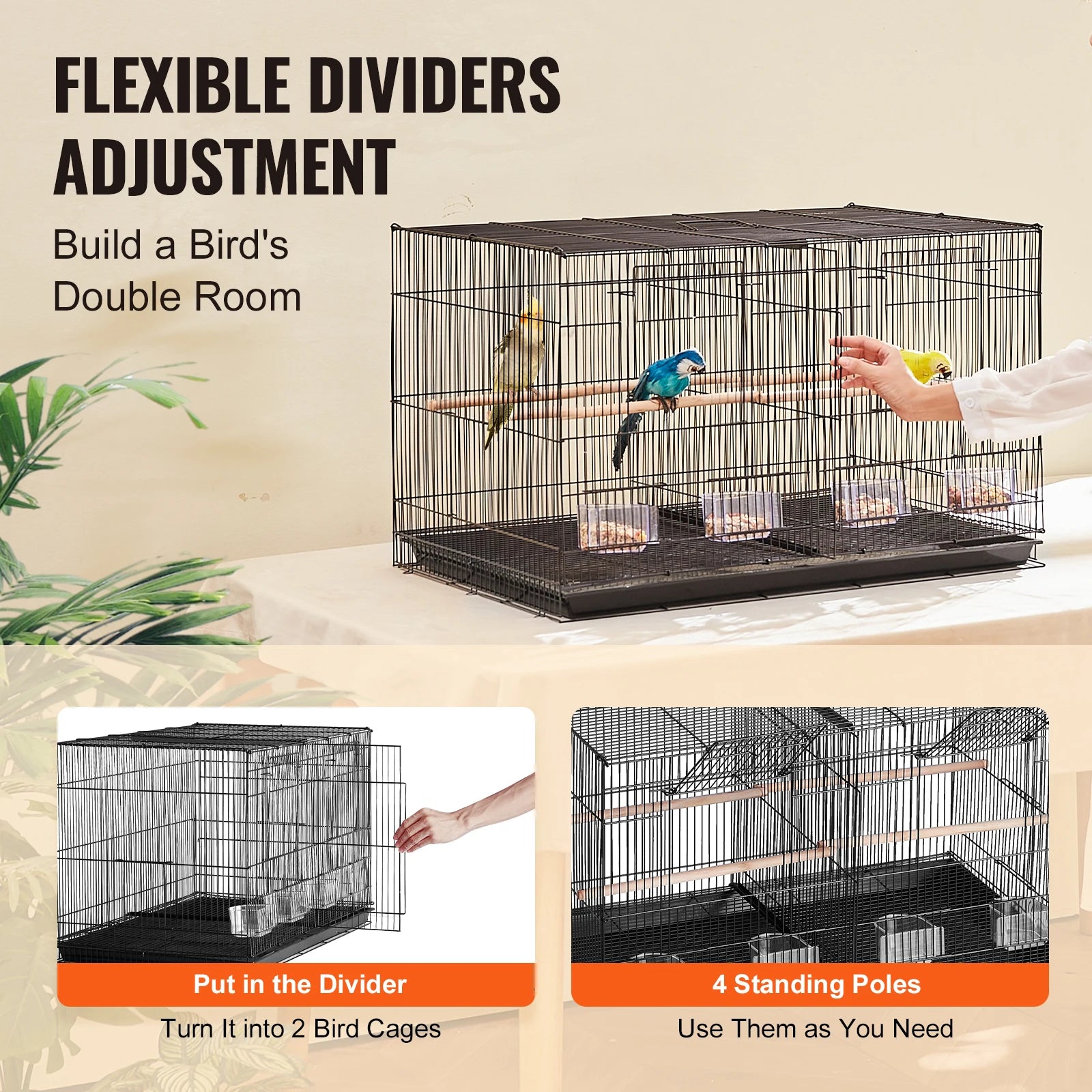 30In Flight Bird Cage Stackable Divided Small Animal Cage for Kinds of Birds Pet Travel Birdcage with Handle and Perche