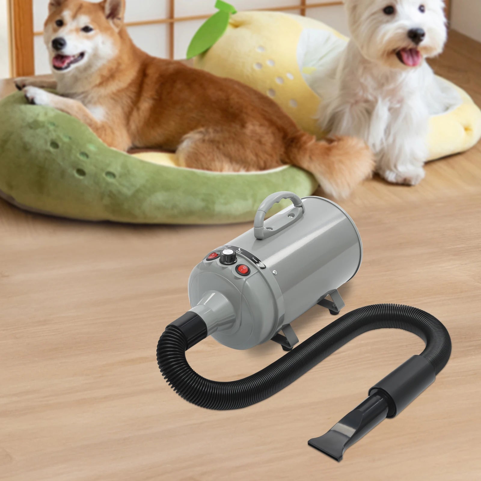 2200W Professional Pet Grooming Dryer, Adjustable Wind Speed, 4 Nozzles, Rust-resistant, Low Noise 55-70dB for Dogs/Cats