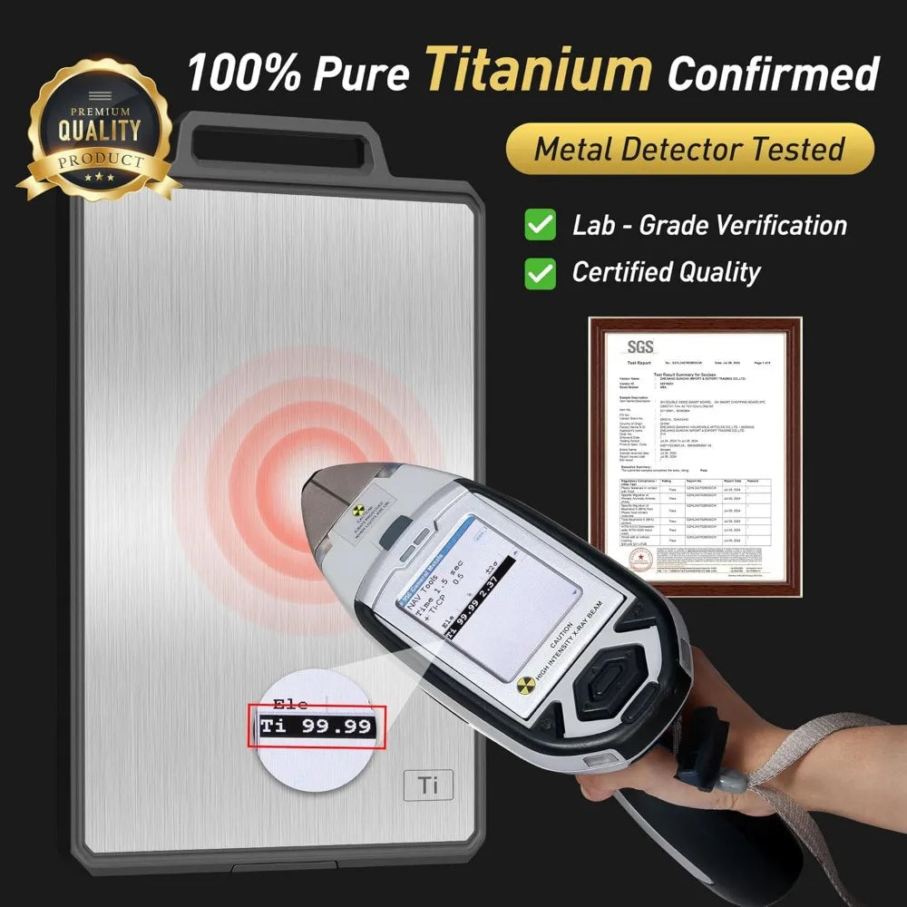 Titanium Cutting Boards for Kitchen Non Toxic Chopping Board with Handle Large Big Small Kitchen Meat Butcher Block 2 in 1 Pure