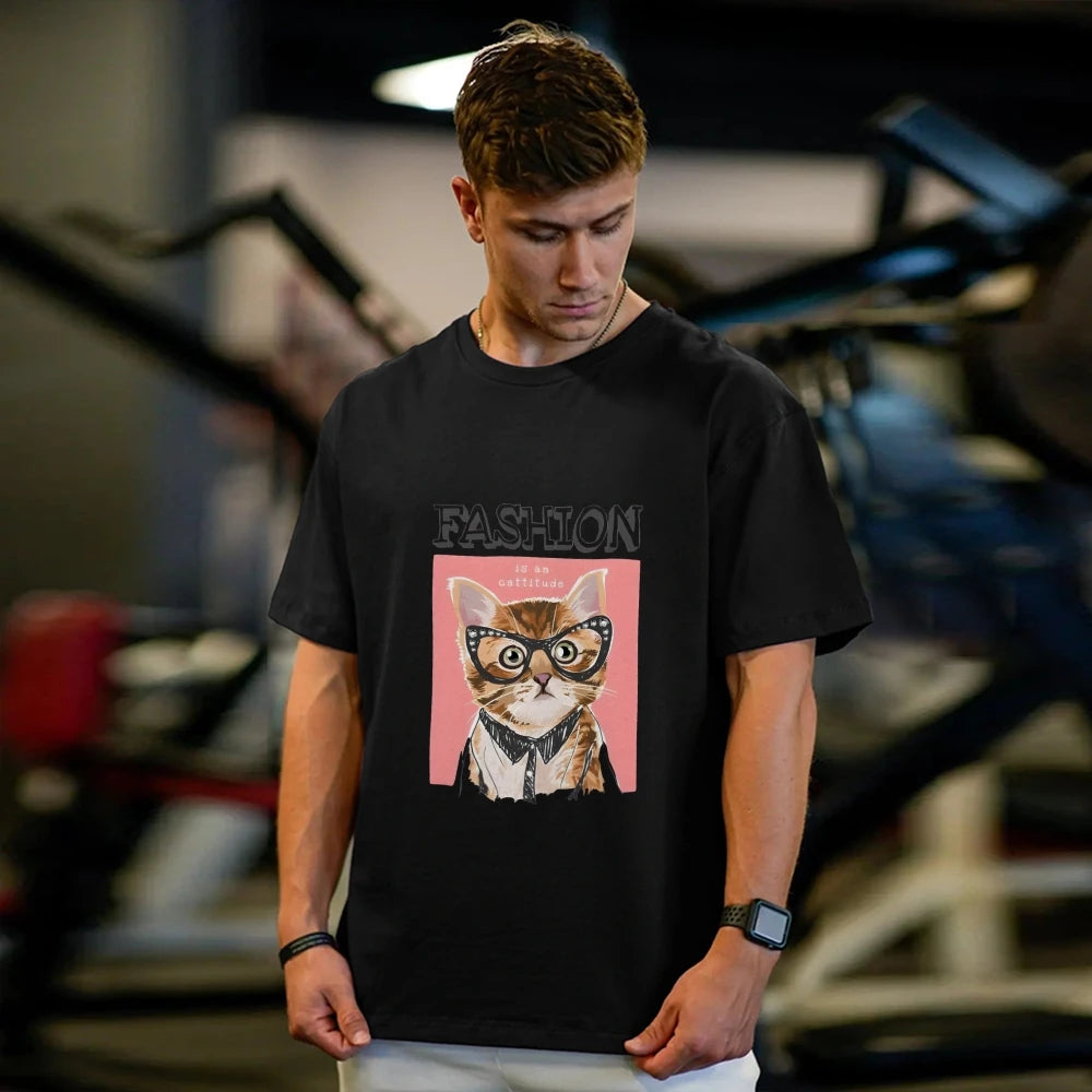 Trending Unisex Fashion Cat Pattern Tshirt Casual Loose Round Neck Short Sleeve  Summer  Style Streetwear Tees Aliexpress