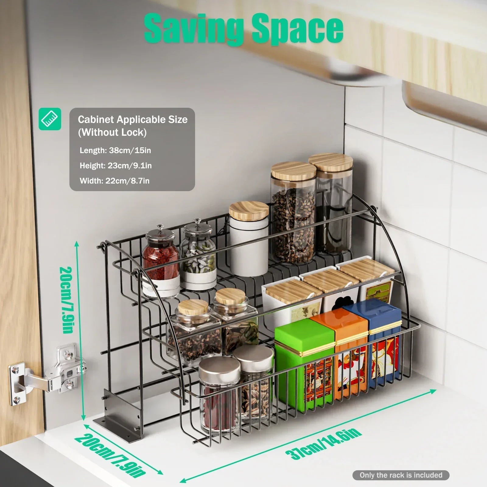 3-Layer Pull Down Cabinet Spice Rack Organizer,Metal Storage Shelf, Large Capacity Retractable Kitchen Storage Shelf Organizer