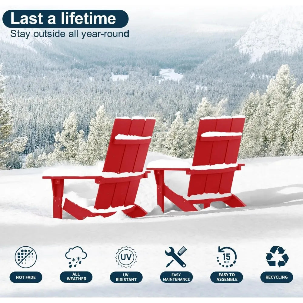 Adirondack Chair Set of 2: Modern Adirondack Chairs Fire Pit Chairs Plastic Outdoor Chairs for Lawn Backyard Deck Garden Camping
