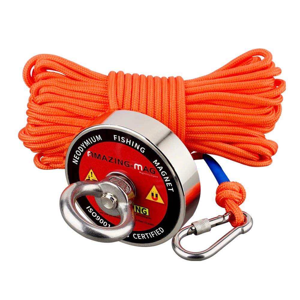 Strong Fishing Magnet Kit 150KG/220KG Heavy Duty 49feet Rope Gloves Locking Carabiner,Threadlocker
