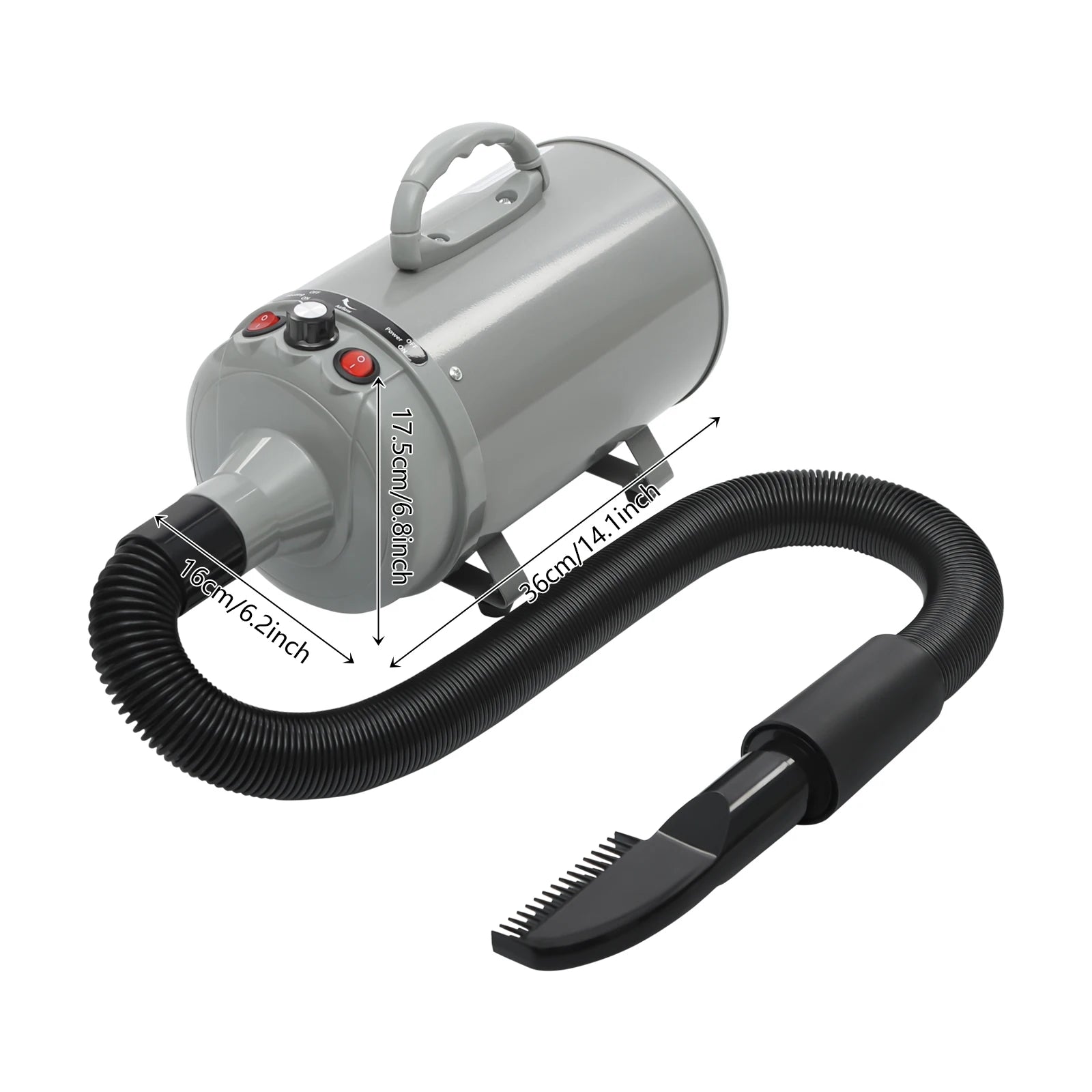 2200W Professional Pet Grooming Dryer, Adjustable Wind Speed, 4 Nozzles, Rust-resistant, Low Noise 55-70dB for Dogs/Cats