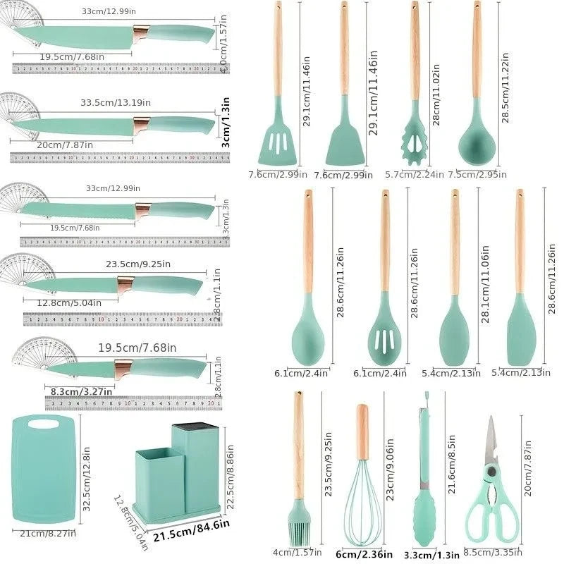 19 knives: Diverse functions suitable for kitchen scenarios