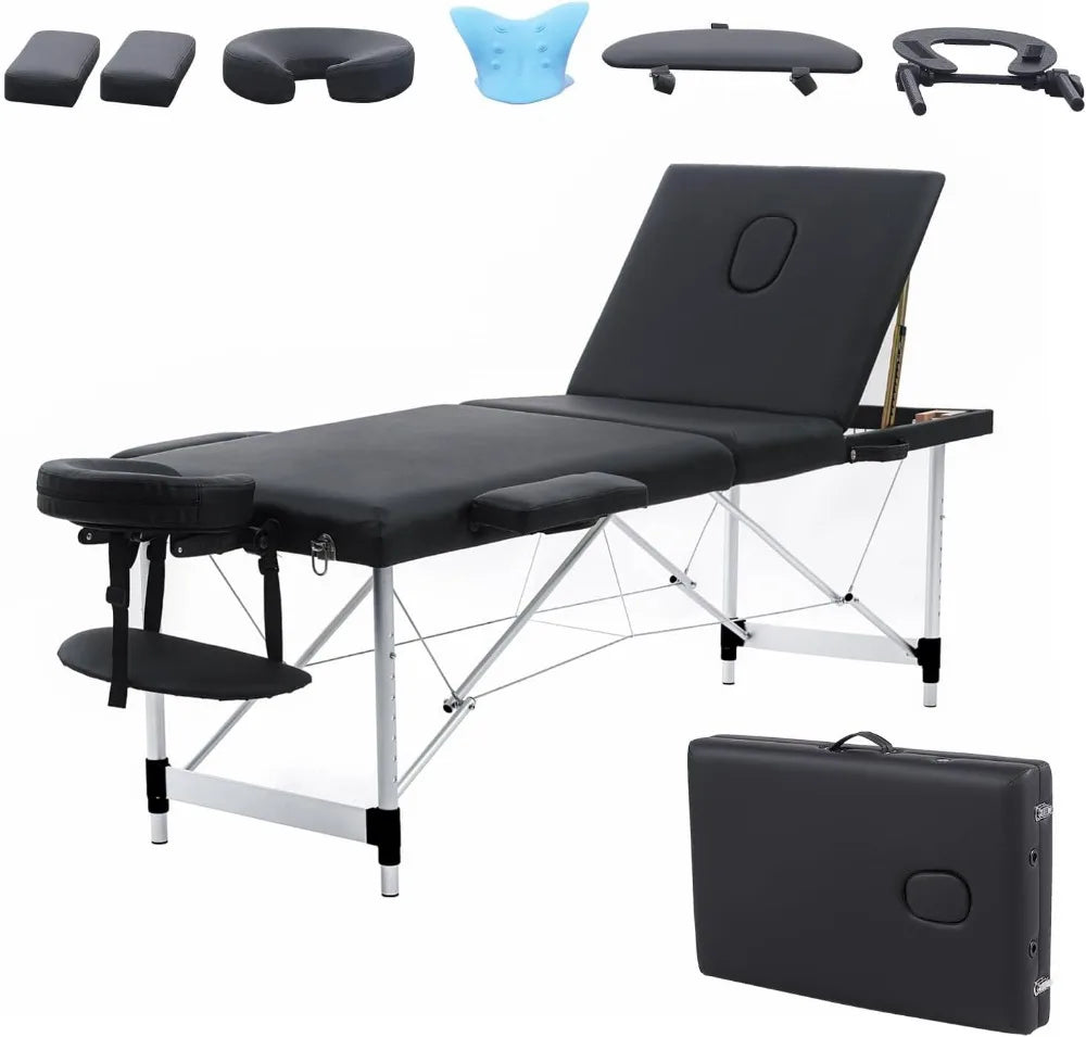 Massage Table, 84 Inch Massage Bed with Neck Stretcher Adjustable Lash Bed Massage Bed Tattoo Table for Eyelash Extensions