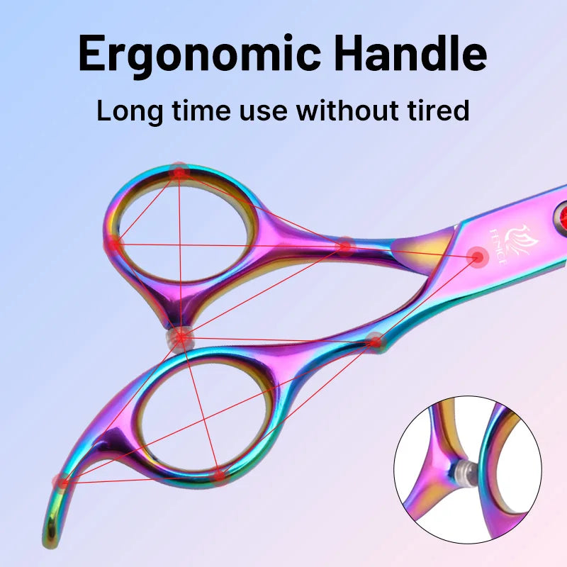Classical Model homeuse 9cr steel 6.5/7.0 Inch rainbow&black dog grooming scissors Shears set for household pet owner