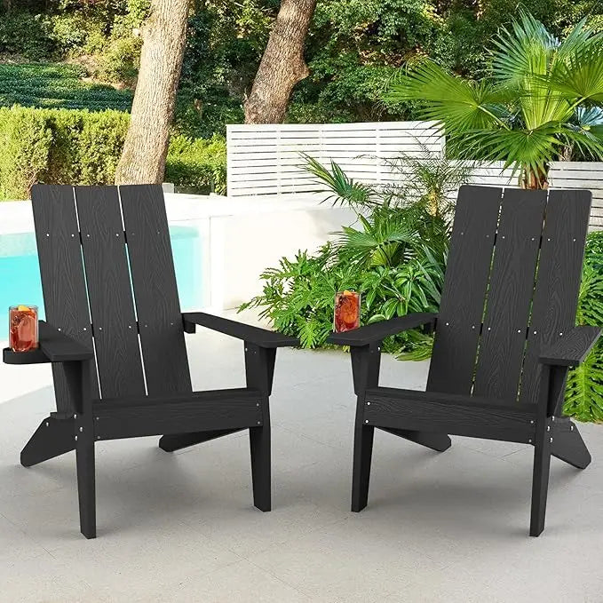 Adirondack Chair Set of 2: Modern Adirondack Chairs Fire Pit Chairs Plastic Outdoor Chairs for Lawn Backyard Deck Garden Camping