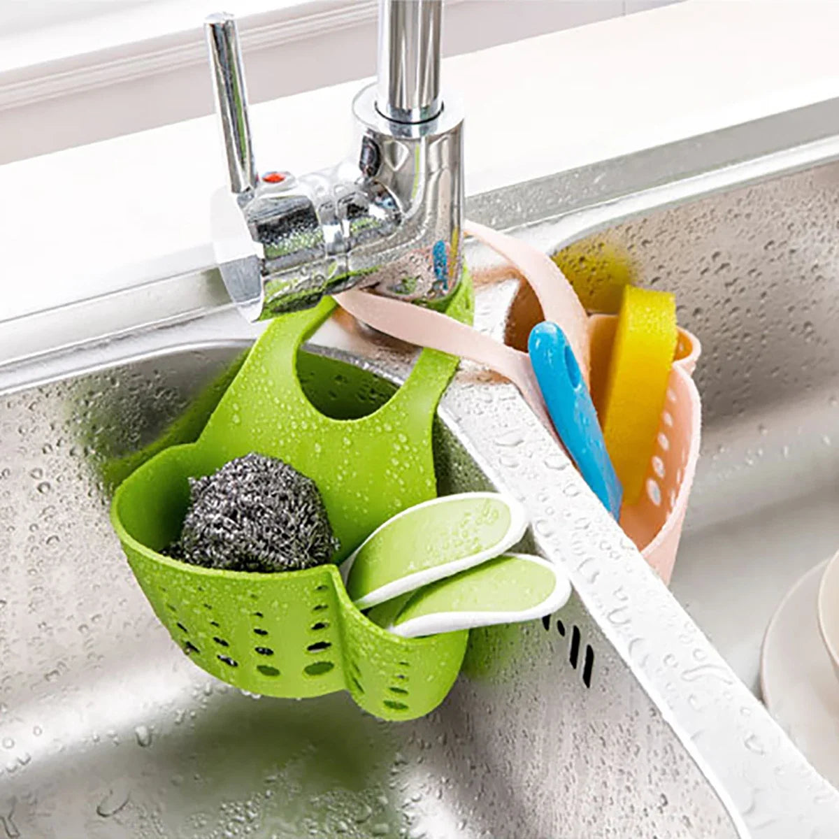Adjustable Sink  Drain Basket Plastic Bag Useful Things For Kitchen Accessories Soap Sponge Hanging Organizer Usefull things