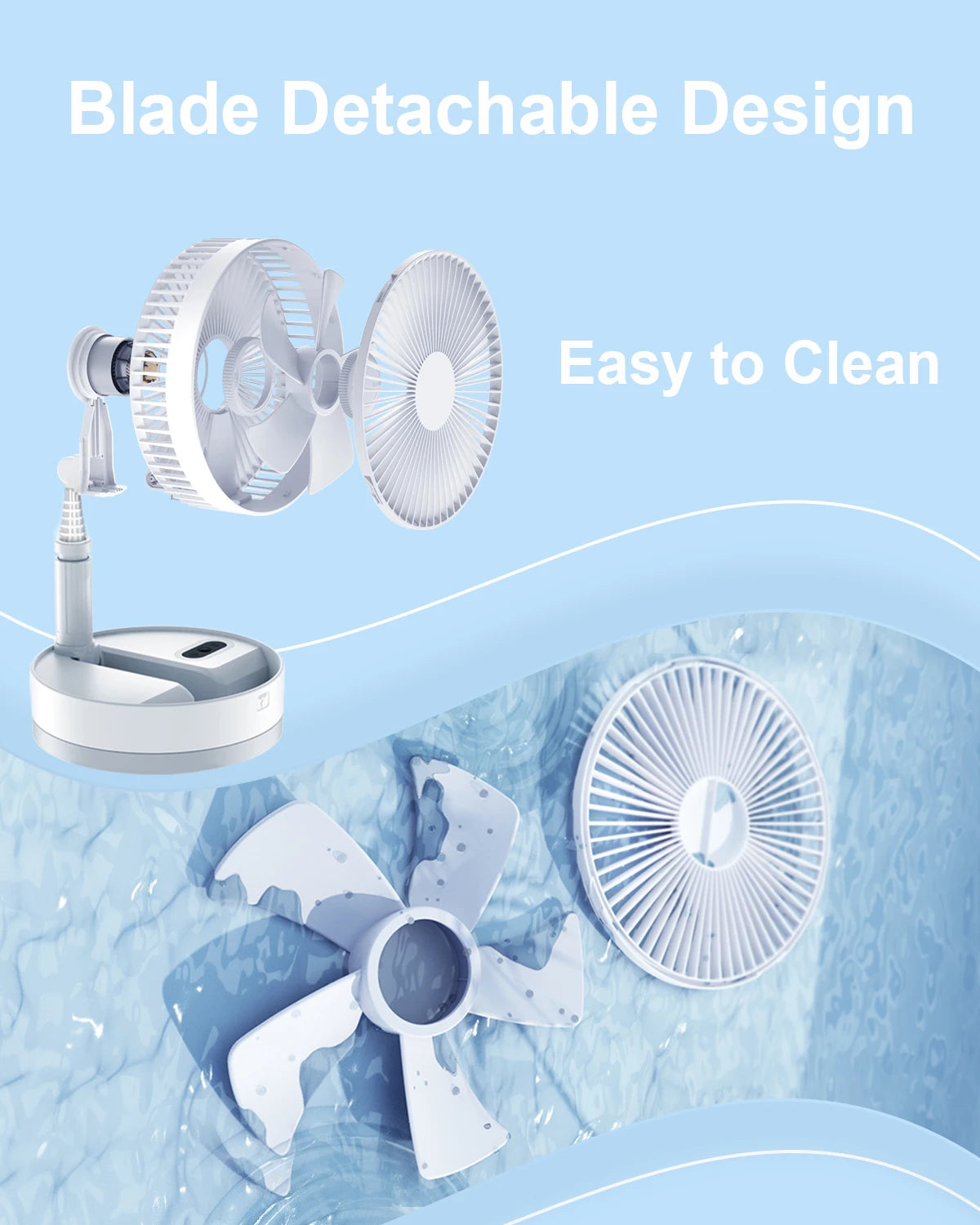 Foldable Fan Foldaway Oscillating with Remote Control, 10800mAh Rechargeable Battery Operated Portable for Camping, 4 Speed,
