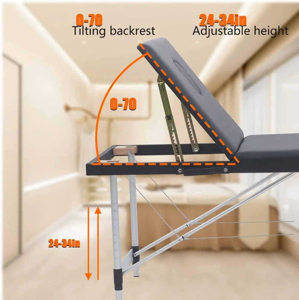 Massage Table, 84 Inch Massage Bed with Neck Stretcher Adjustable Lash Bed Massage Bed Tattoo Table for Eyelash Extensions